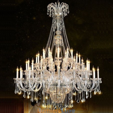 Lustre en cristal européen, plafonnier décoratif en cristal avec 65 lumières Lustre en cristal européen, plafonnier décoratif en cristal avec 65 lumières