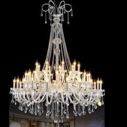 Lustre en cristal européen, plafonnier décoratif en cristal avec 65 lumières