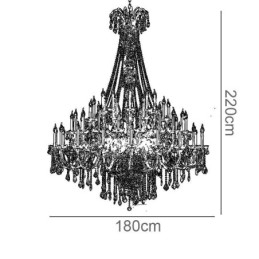 Lustre en cristal européen, plafonnier décoratif en cristal avec 65 lumières