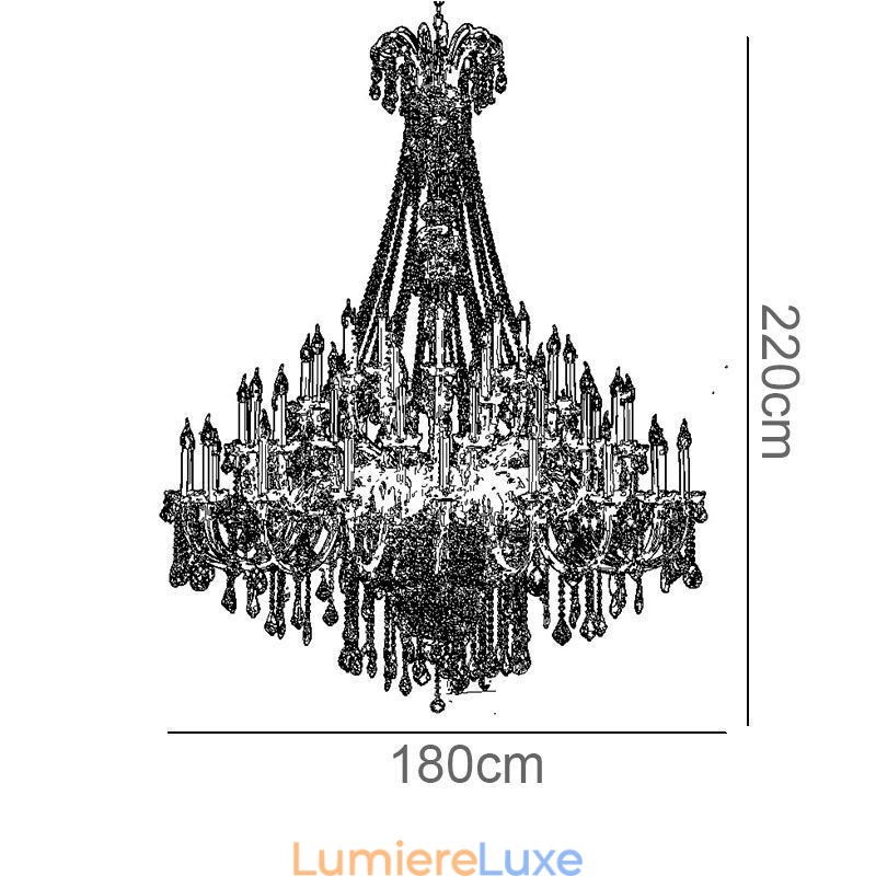 Lustre en cristal européen, plafonnier décoratif en cristal avec 65 lumières