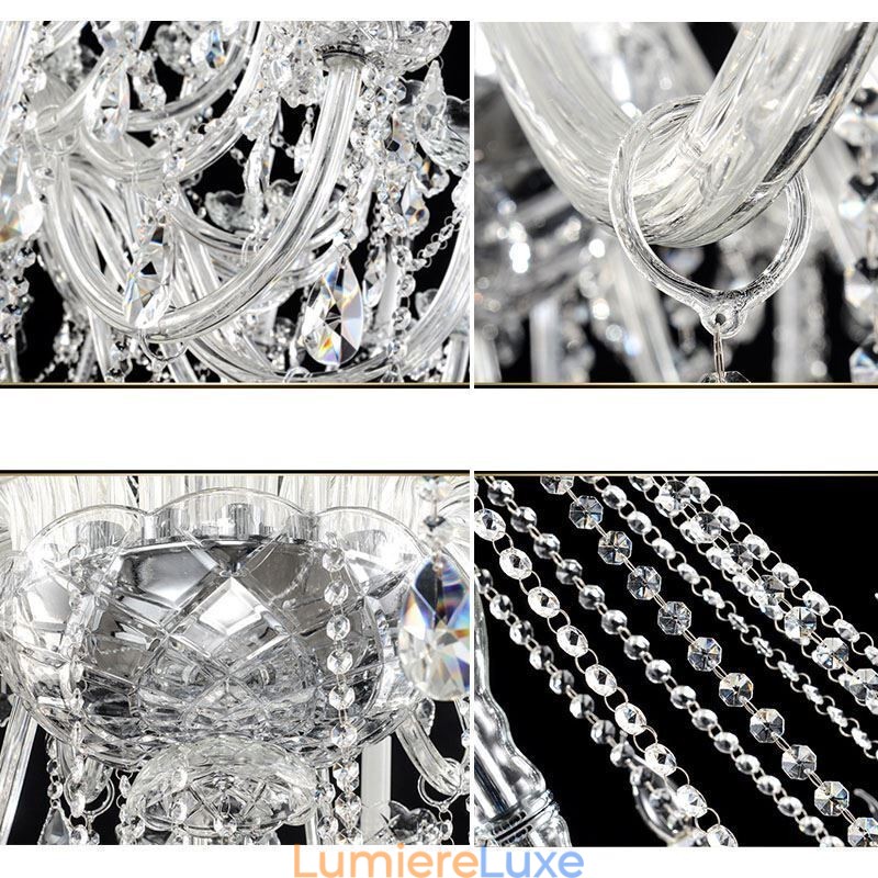 Lustre en cristal européen, plafonnier décoratif en cristal avec 65 lumières