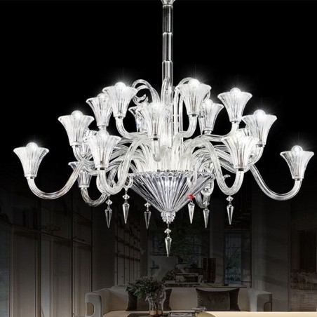 Lustre décoratif européen en cristal avec 18 lumières Lustre décoratif européen en cristal avec 18 lumières