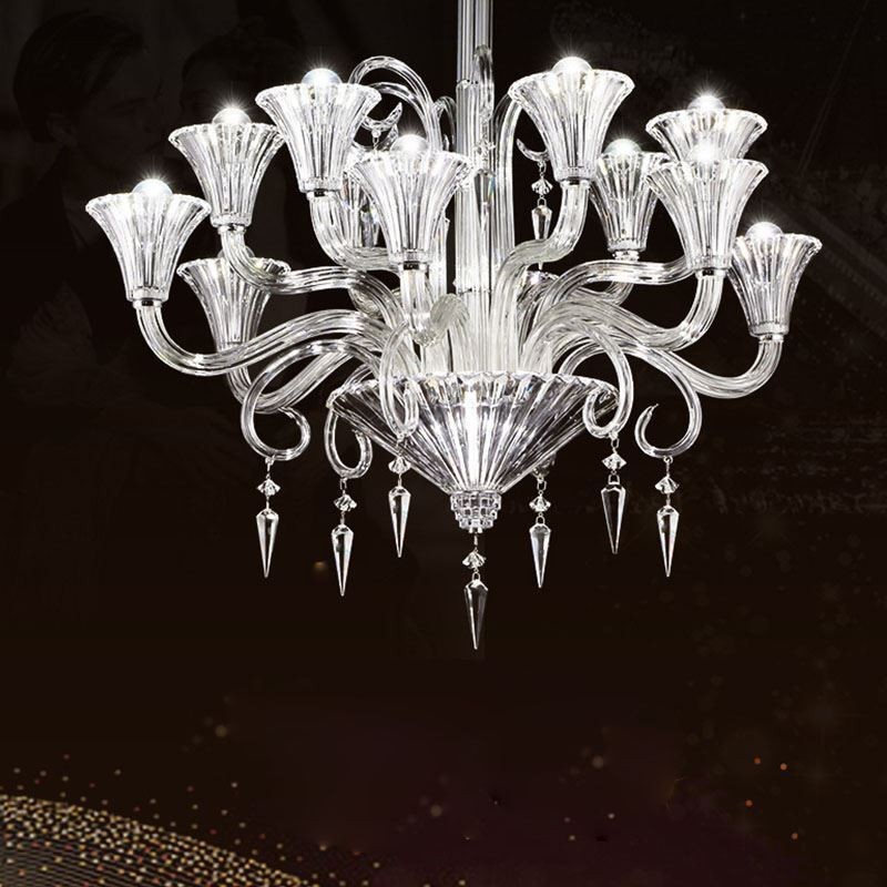 Lustre décoratif européen en cristal avec 12 lumières