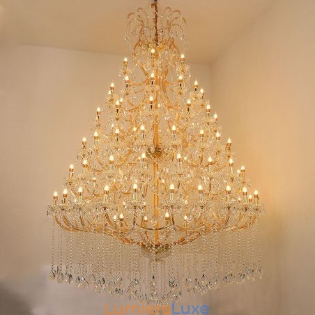 Lustre décoratif de luxe en cristal avec 96 lumières Lustre décoratif de luxe en cristal avec 96 lumières
