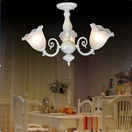 Plafonnier trois lumières blanc style rétro européen classique