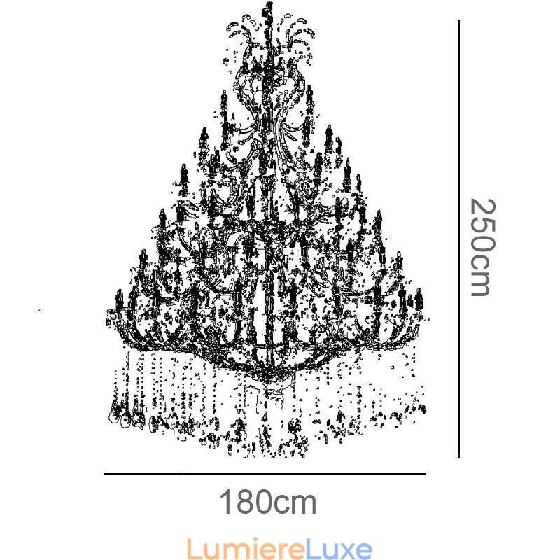 Lustre décoratif de luxe en cristal avec 96 lumières