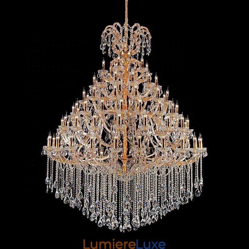 Lustre décoratif de luxe en cristal avec 96 lumières