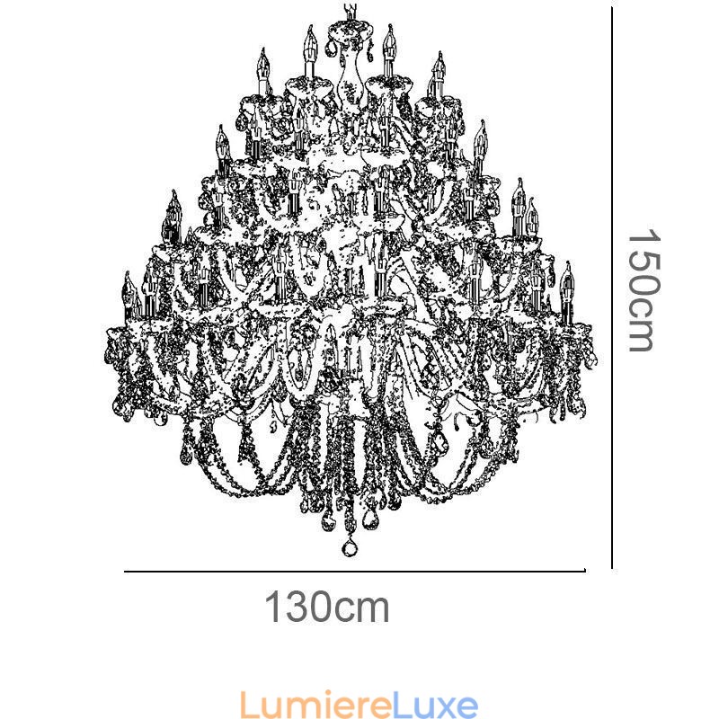 Lustre européen en cristal avec 53 lumières