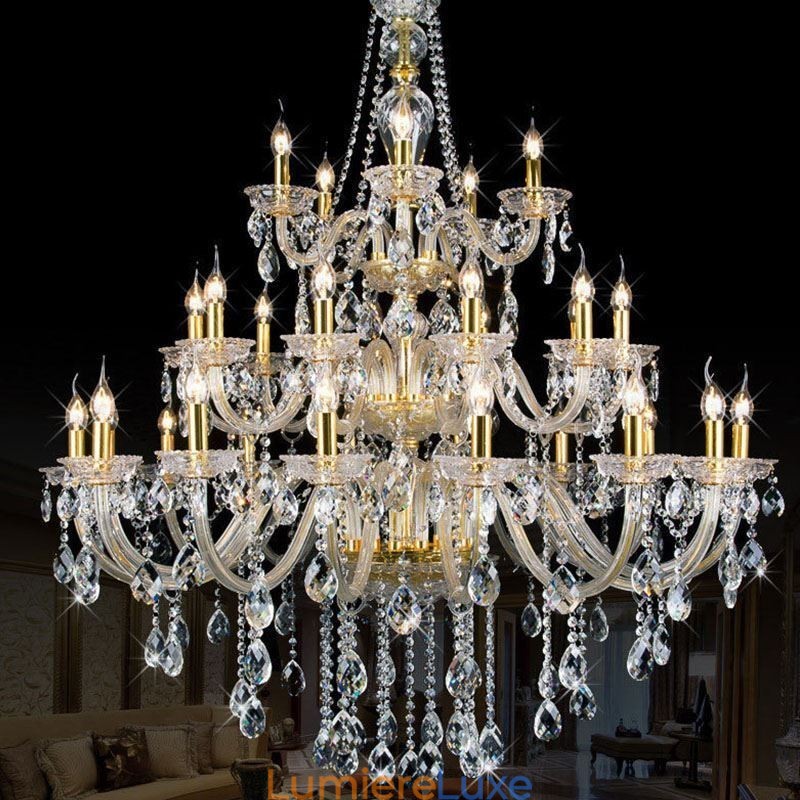 Lustre décoratif de luxe en cristal avec 32 lumières