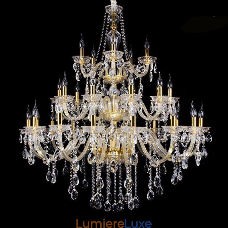 Lustre décoratif de luxe en cristal avec 32 lumières