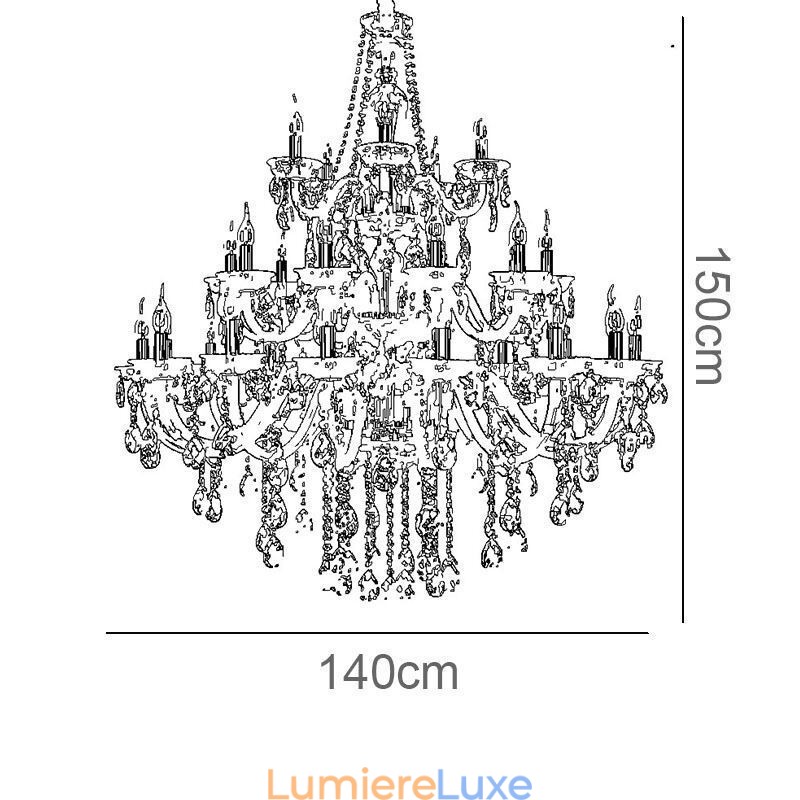 Lustre décoratif de luxe en cristal avec 32 lumières