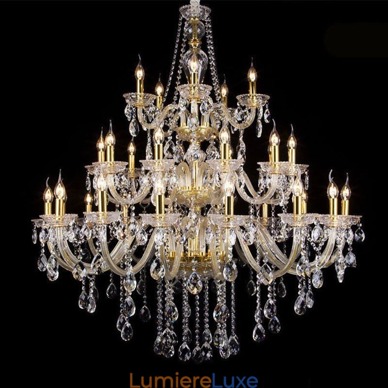 Lustre décoratif de luxe en cristal avec 32 lumières