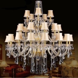 Lustre européen en cristal avec plafonnier à 32 lumières