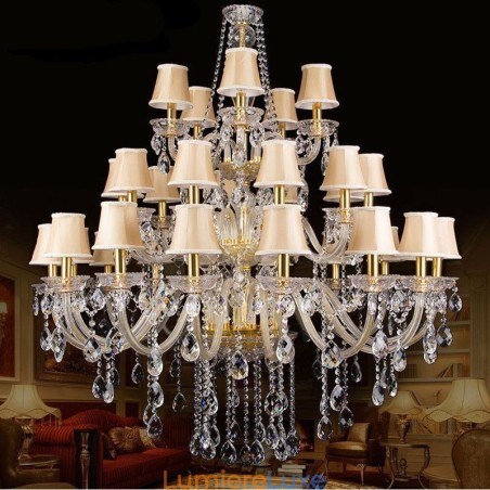Lustre européen en cristal avec plafonnier à 32 lumières Lustre européen en cristal avec plafonnier à 32 lumières