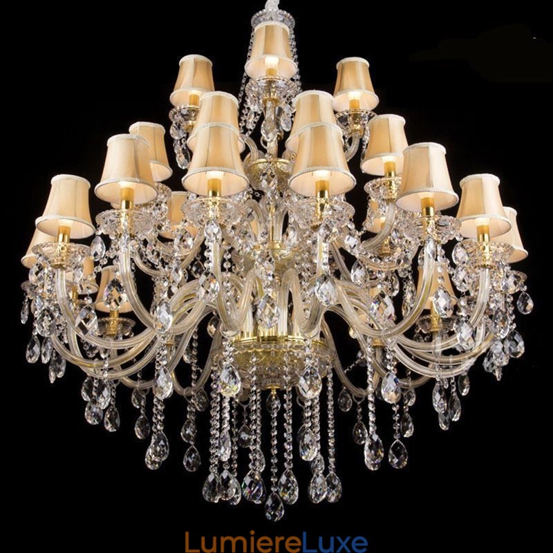 Lustre européen en cristal avec plafonnier à 32 lumières