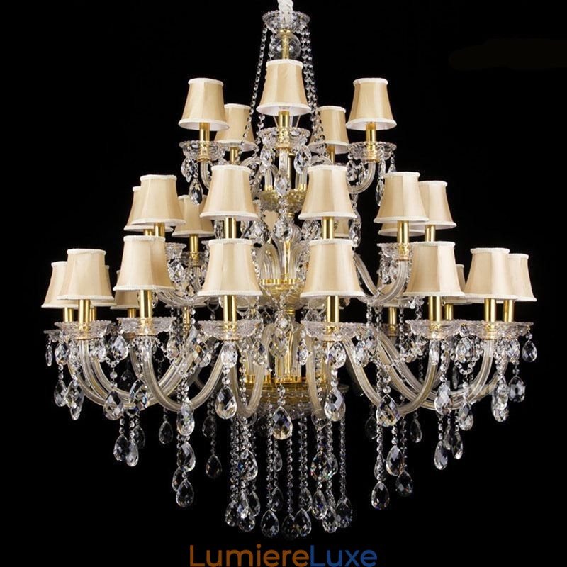 Lustre européen en cristal avec plafonnier à 32 lumières