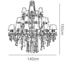 Lustre européen en cristal avec plafonnier à 32 lumières