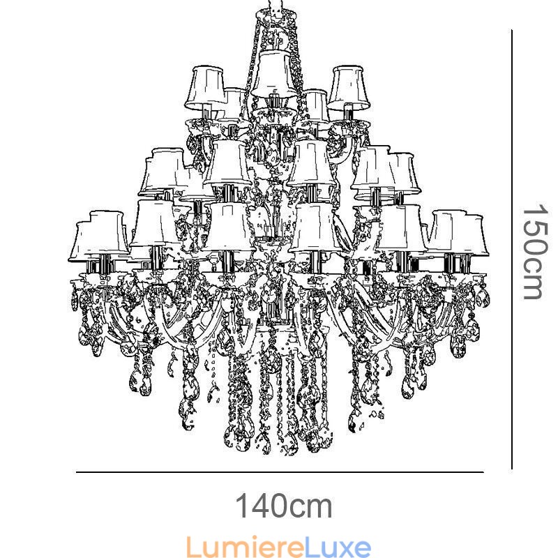 Lustre européen en cristal avec plafonnier à 32 lumières