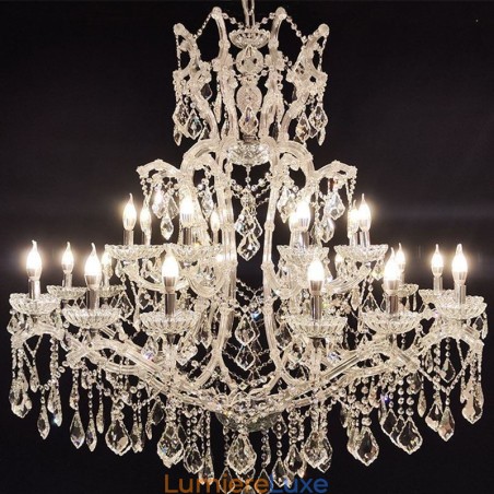 Lustre décoratif européen en cristal avec 24 lumières Lustre décoratif européen en cristal avec 24 lumières