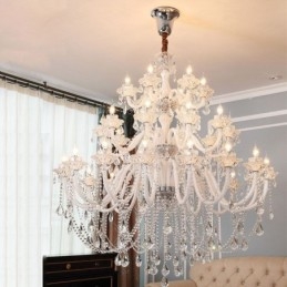Lustre européen en cristal avec 32 lumières, plafonnier décoratif de luxe