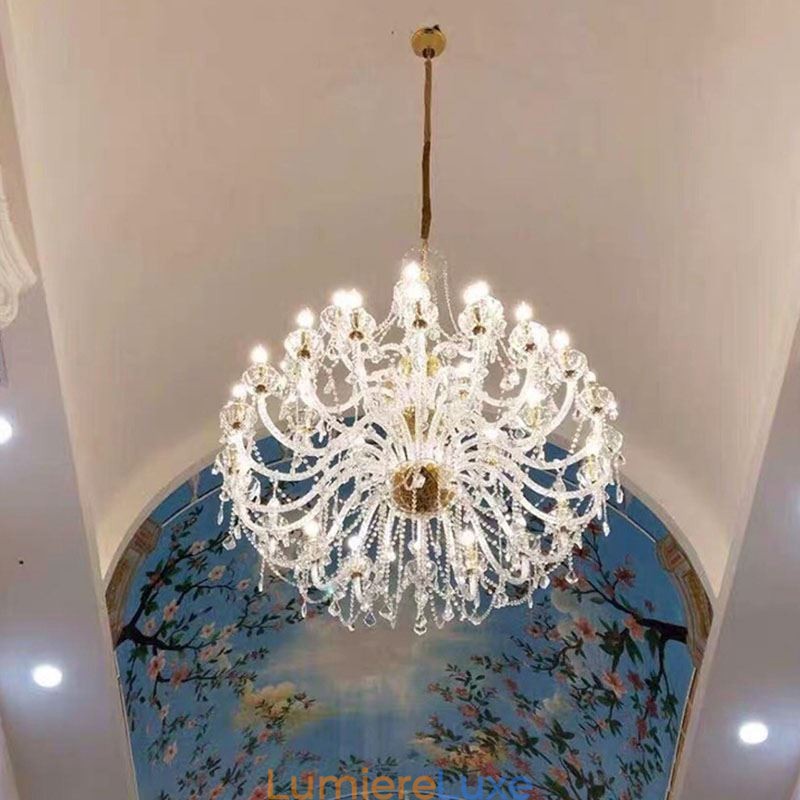 Lustre européen en cristal avec 32 lumières, plafonnier décoratif de luxe