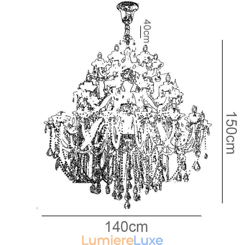 Lustre européen en cristal avec 32 lumières, plafonnier décoratif de luxe