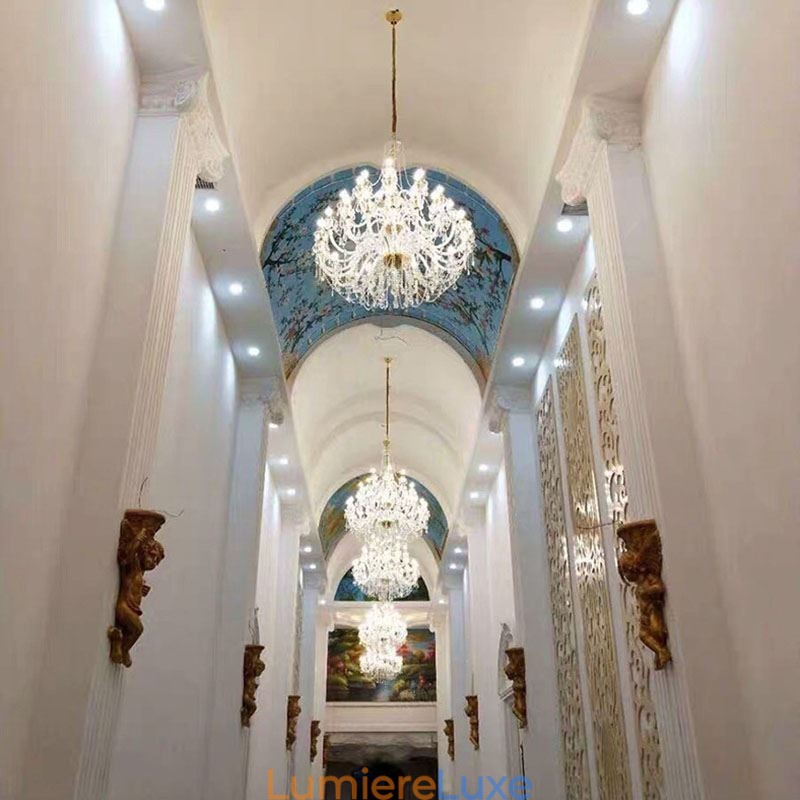 Lustre européen en cristal avec 32 lumières, plafonnier décoratif de luxe