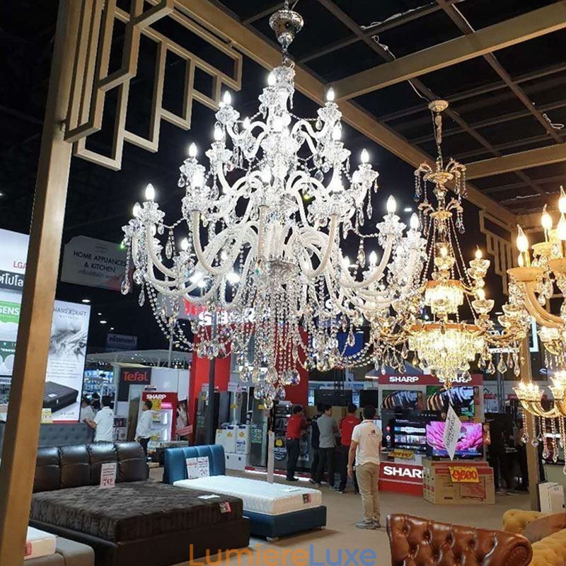 Lustre européen en cristal avec 32 lumières, plafonnier décoratif de luxe