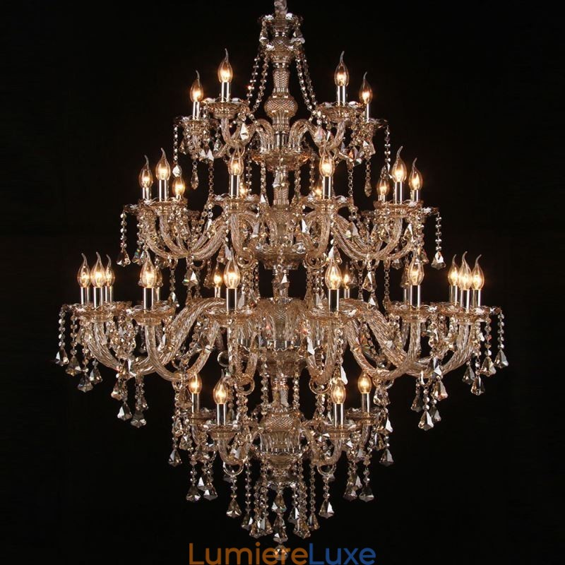 Lustre en cristal cognac avec 35 lumières