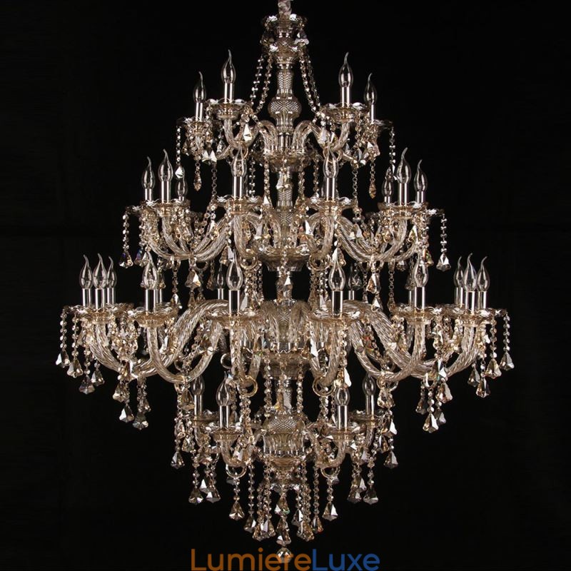 Lustre en cristal cognac avec 35 lumières
