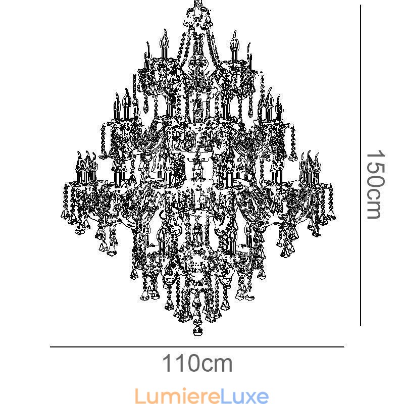 Lustre en cristal cognac avec 35 lumières