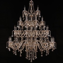 Lustre européen en cristal couleur cognac avec 40 lumières