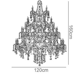 Lustre européen en cristal couleur cognac avec 40 lumières