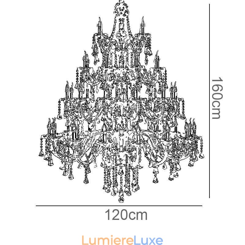Lustre européen en cristal couleur cognac avec 40 lumières