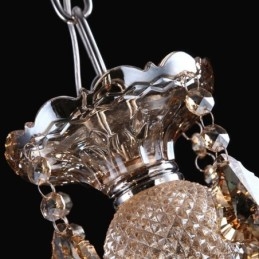 Lustre européen en cristal couleur cognac avec 40 lumières