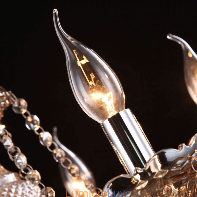 Lustre européen en cristal couleur cognac avec 40 lumières