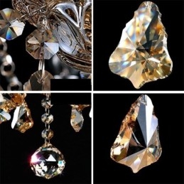 Lustre européen en cristal couleur cognac avec 40 lumières
