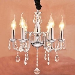 Suspension en cristal à 6 lumières avec fonction bougie