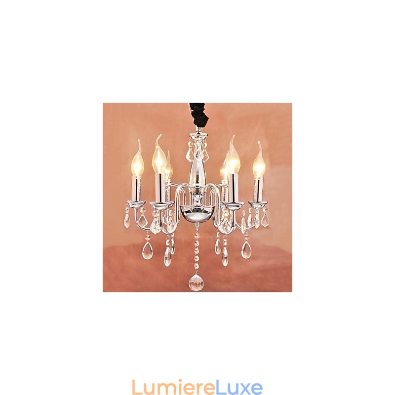 Suspension en cristal à 6 lumières avec fonction bougie
