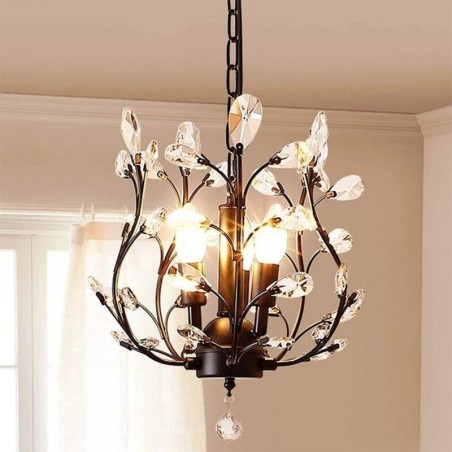 Lustre rétro noir en cristal Lustre rétro noir en cristal
