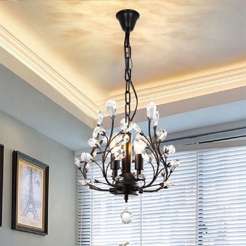 Lustre rétro noir en cristal