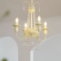 Lustre en cristal nordique, plafonnier crème peint