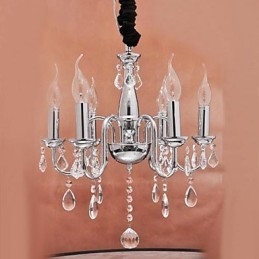 Suspension en cristal à 6 lumières avec fonction bougie