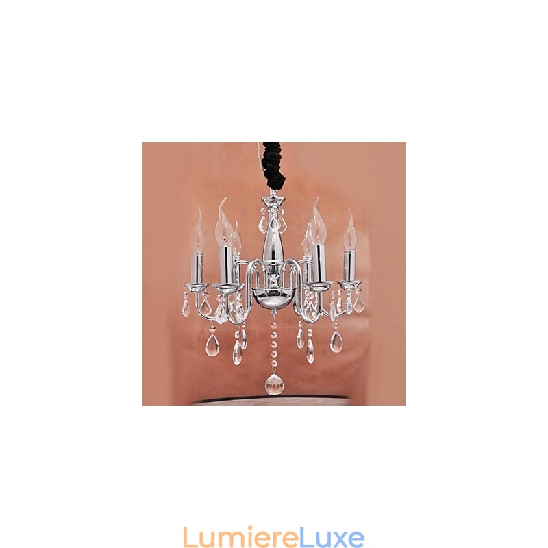 Suspension en cristal à 6 lumières avec fonction bougie