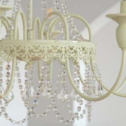 Lustre en cristal nordique, plafonnier crème peint