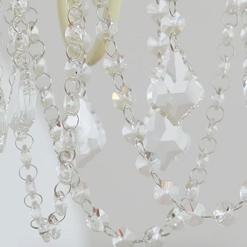 Lustre en cristal nordique, plafonnier crème peint