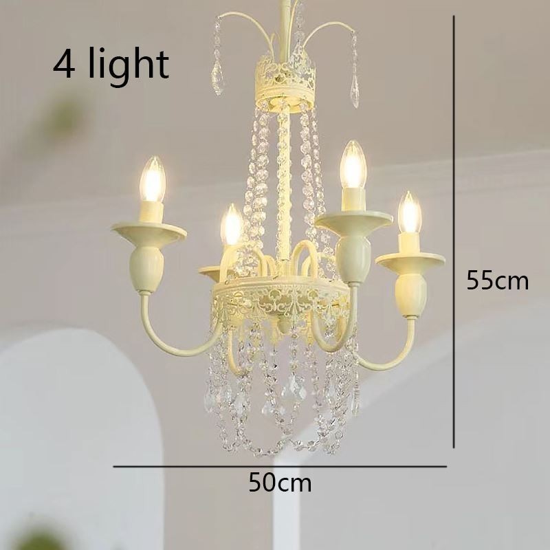 Lustre en cristal nordique, plafonnier crème peint