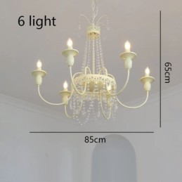 Lustre en cristal nordique, plafonnier crème peint