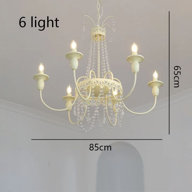 Lustre en cristal nordique, plafonnier crème peint