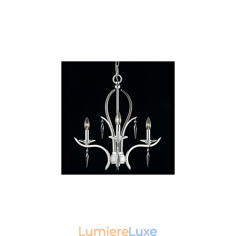Lustre en cristal élégant avec 3 lumières dans une ampoule bougie